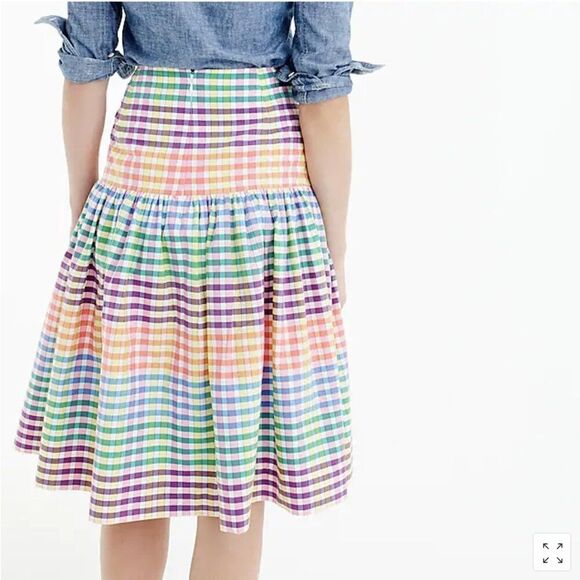 NWT J Crew Sz 0 Bow Tie Front Coquette Preppy Midi Full Skirt Gingham High Wait - Picture 11 of 16
